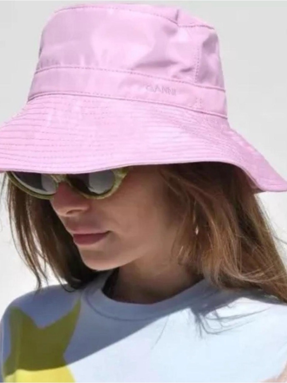 NWT Ganni Light Pink Logo Bucket Hat